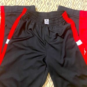 Jordan Youth Black Sweatpants with Red Stripe -XL